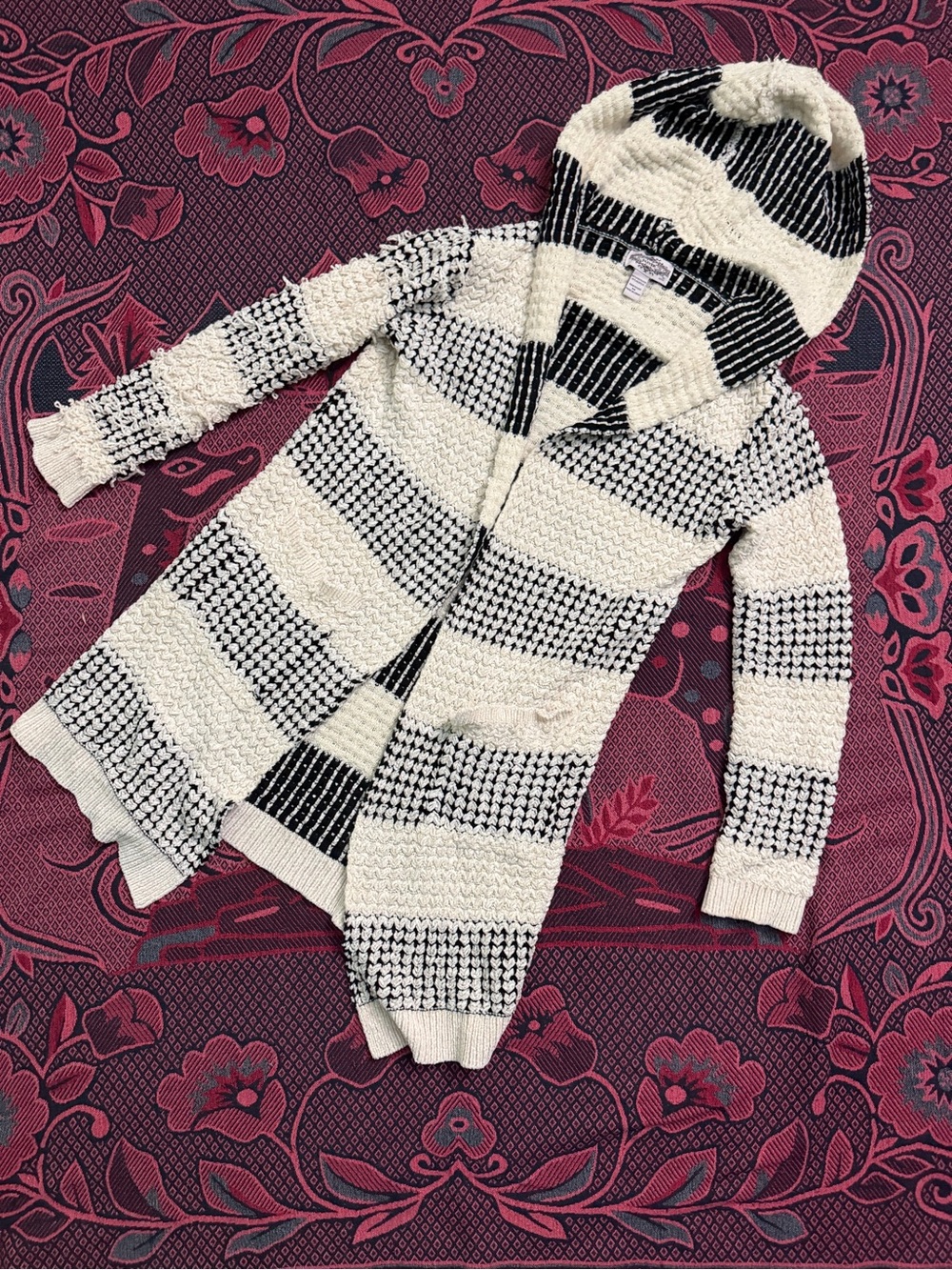 Olivers Black and White Striped Hooded Cardigan